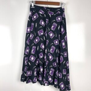 NEW Modcloth x Collectif Tarot Card Midi Megan Skirt Black Purple Size US 4 XS